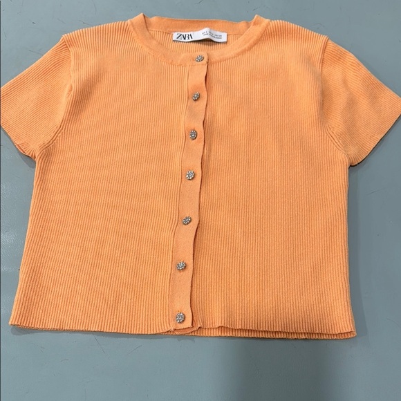 Zara Kids Orange Button-Up Shirt - Picture 1 of 5